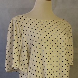 14th & Union Black & White  Flutter Sleeve Blouse